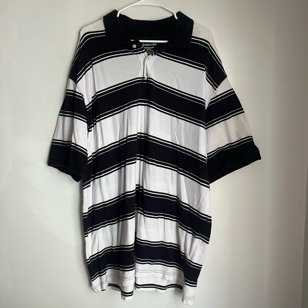 St. John's Bay Men's Polo with Black and White Stripes